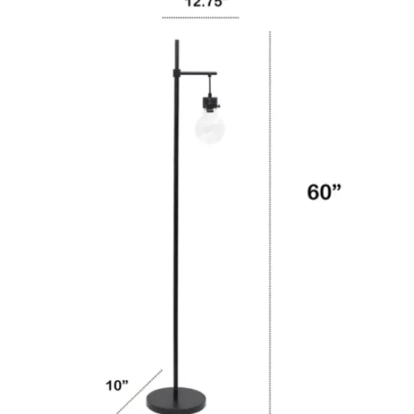 Floor Lamps-Kirkland's Home Matte Black Stephen Floor Lamp Clear