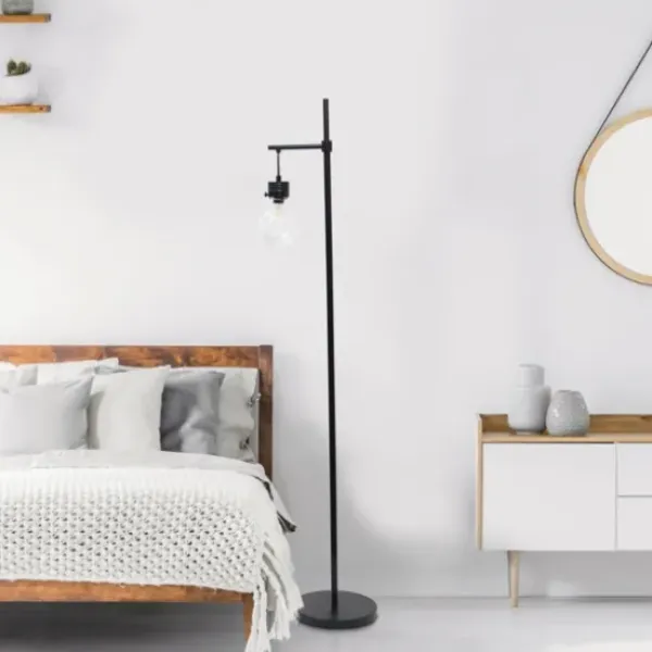 Floor Lamps-Kirkland's Home Matte Black Stephen Floor Lamp Clear