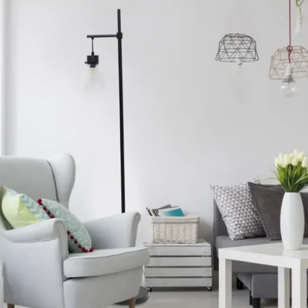 Floor Lamps-Kirkland's Home Matte Black Stephen Floor Lamp Clear