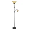 Floor Lamps-Kirkland's Home Matte Bronze And Amber Reading Arm Torchiere Tan