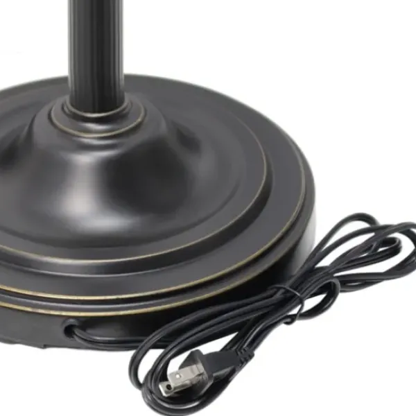Floor Lamps-Kirkland's Home Matte Bronze And Amber Reading Arm Torchiere Tan