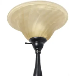 Floor Lamps-Kirkland's Home Matte Bronze And Amber Reading Arm Torchiere Tan