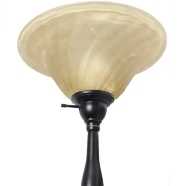 Floor Lamps-Kirkland's Home Matte Bronze And Amber Reading Arm Torchiere Tan