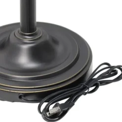 Floor Lamps-Kirkland's Home Matte Bronze And White Reading Arm Torchiere Brown