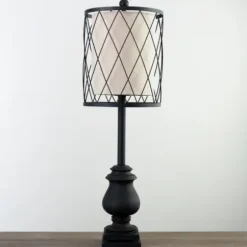 Buffet Lamps-Kirkland's Home Matte Buffet Lamp With Wire Shade Black