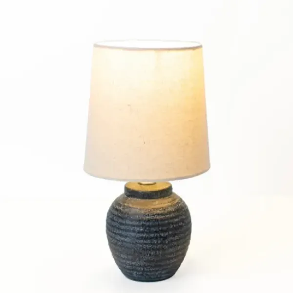 Table Lamps-Kirkland's Home Matte Charcoal Ribbed Mini Table Lamp Tan