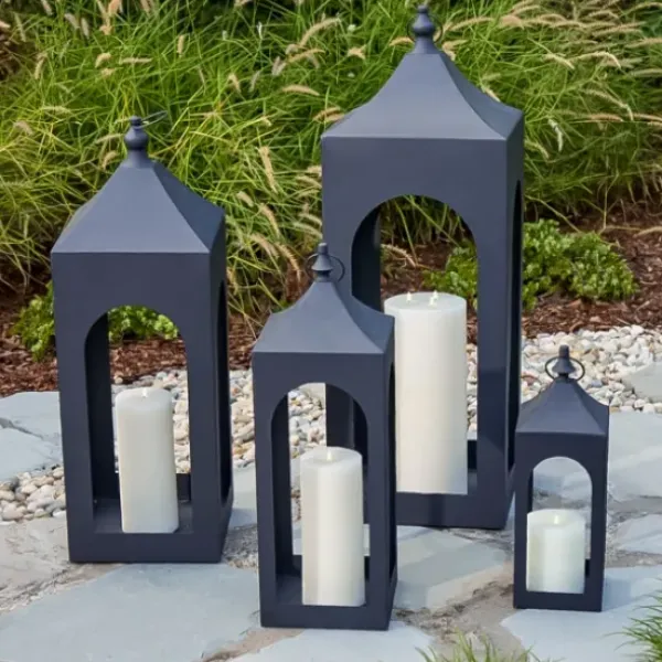 Lanterns-Kirkland's Home Matte Hampshire Metal Lantern, 36 In. Black