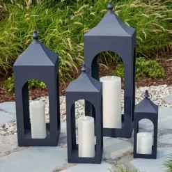 Lanterns-Kirkland's Home Matte Hampshire Metal Lantern, 17 In. Black