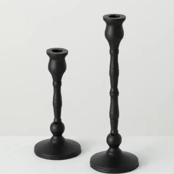 Candle Holders-Kirkland's Home Matte Iron Taper Candle Holders, Set Of 2 Black