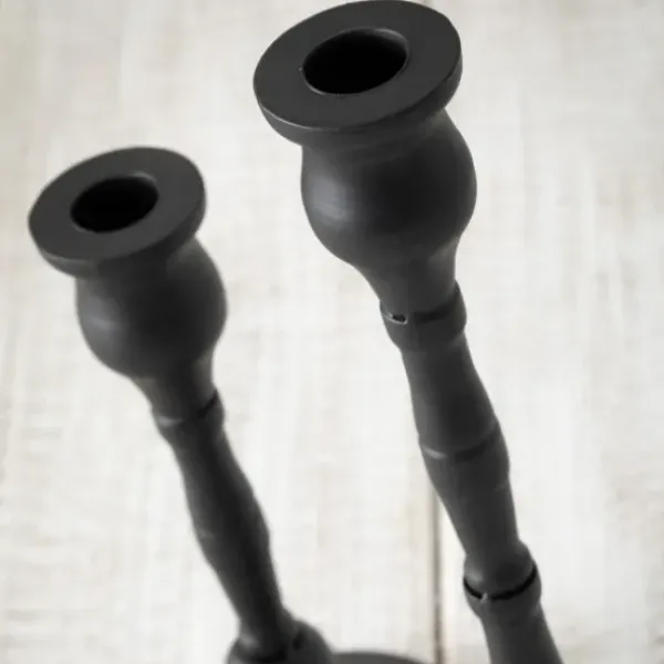 Candle Holders-Kirkland's Home Matte Iron Taper Candle Holders, Set Of 2 Black