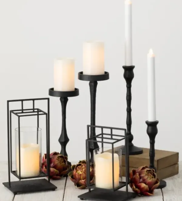 Candle Holders-Kirkland's Home Matte Iron Taper Candle Holders, Set Of 2 Black