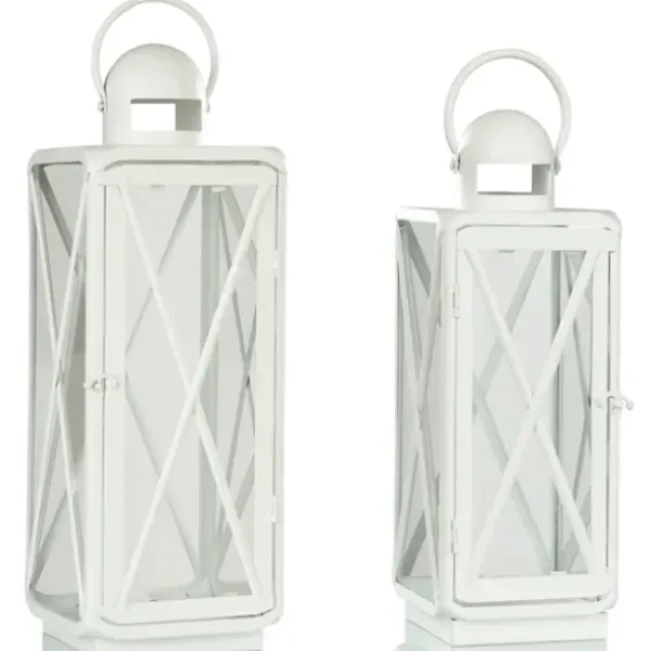 Lanterns-Kirkland's Home Matte Lattice Lanterns, Set Of 2 White