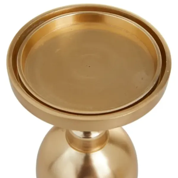 Candle Holders-Kirkland's Home Matte Metal 3-Pc. Pillar Candle Holder Set Gold