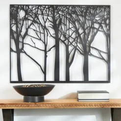 Wall Plaques-Kirkland's Home Matte Metal Tree Frame Wall Plaque Black