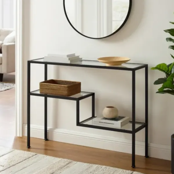 Console Tables-Kirkland's Home Matte Multi Level Console Table Black