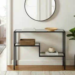 Console Tables-Kirkland's Home Matte Multi Level Console Table Black