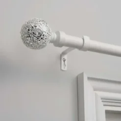 Curtain Rods & Hardware-Kirkland's Home Matte Nickel Rhys Cylinder Curtain Rod, 72 In.