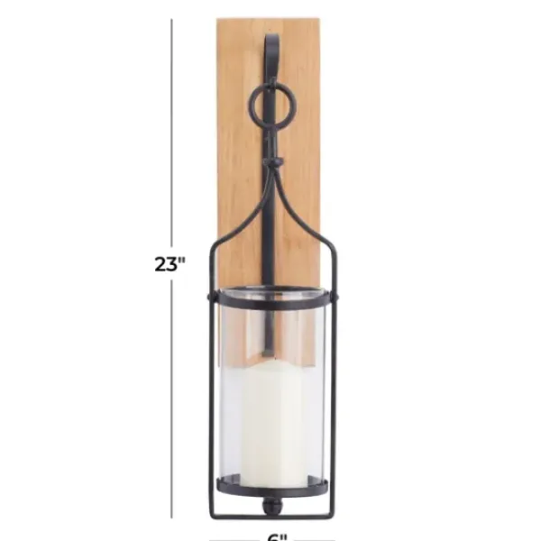 Sconces-Kirkland's Home Matte Poplar Wood Sconce Black