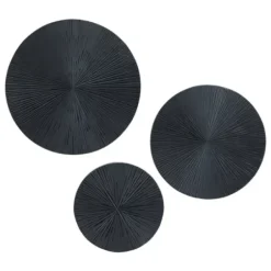 Wall Plaques-Kirkland's Home Matte Ribbed Sunburst Wall Plates, Set Of 3 Black