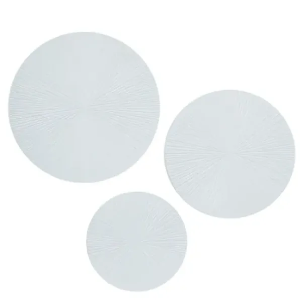 Wall Plaques-Kirkland's Home Matte Ribbed Sunburst Wall Plates, Set Of 3 White