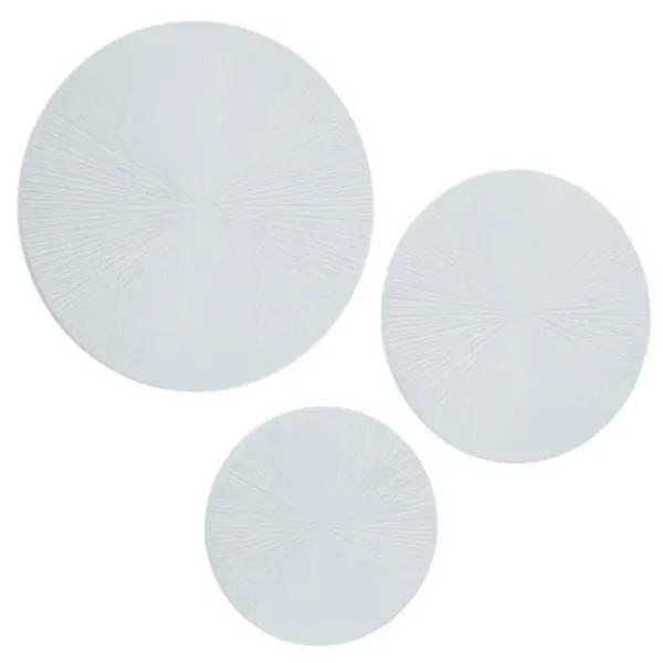 Wall Plaques-Kirkland's Home Matte Ribbed Sunburst Wall Plates, Set Of 3 White