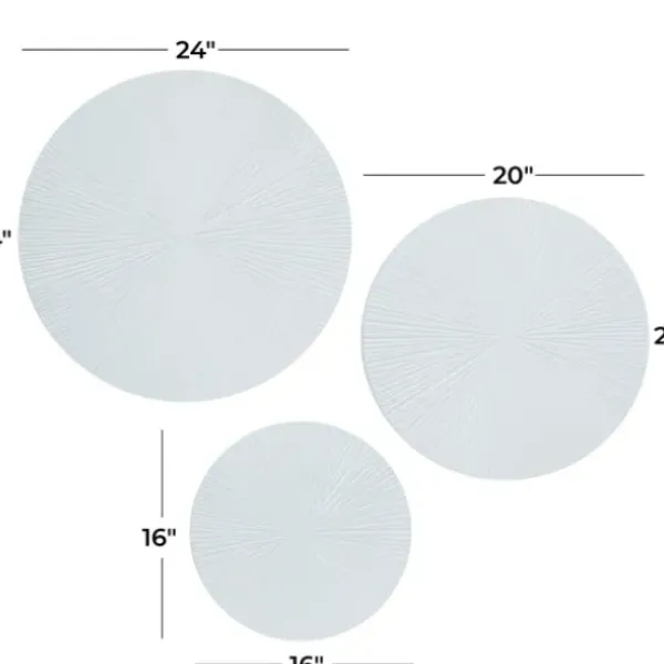 Wall Plaques-Kirkland's Home Matte Ribbed Sunburst Wall Plates, Set Of 3 White