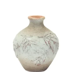 Vases-Kirkland's Home Matte Terracotta Fluted Ceramic Vase, 20 In. Red/Orange