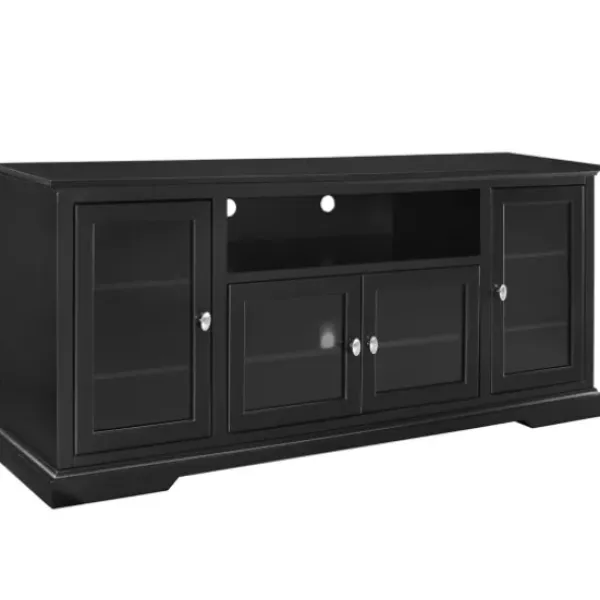 Tv Stands & Media Consoles-Kirkland's Home Matte Wood Highboy Tv Stand Black