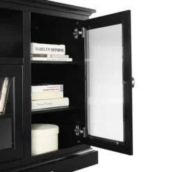 Tv Stands & Media Consoles-Kirkland's Home Matte Wood Highboy Tv Stand Black