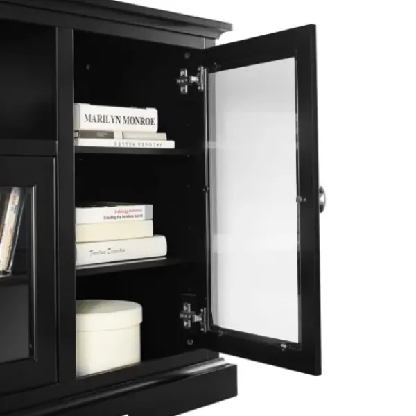 Tv Stands & Media Consoles-Kirkland's Home Matte Wood Highboy Tv Stand Black