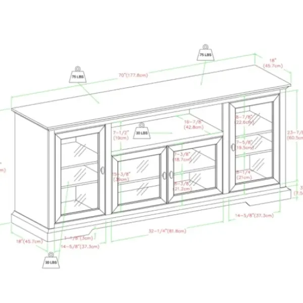 Tv Stands & Media Consoles-Kirkland's Home Matte Wood Highboy Tv Stand Black