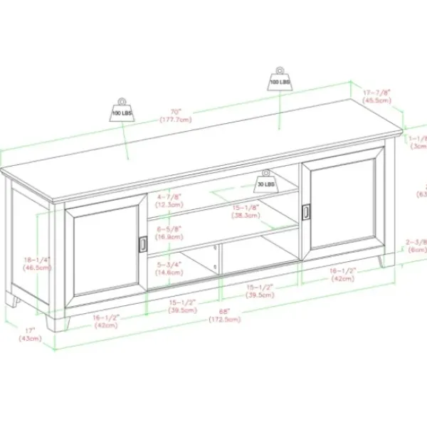 Tv Stands & Media Consoles-Kirkland's Home Matte Wood Sliding Doors Media Console Black