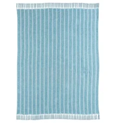 Blankets & Throws-Kirkland's Home Maui Striped Fringe Throw Blue