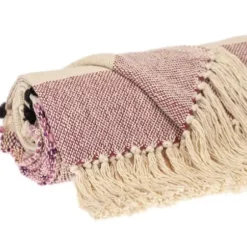 Blankets & Throws-Kirkland's Home Mauve Chunky Stitch Cotton Throw Purple