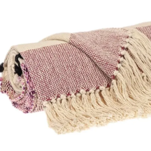 Blankets & Throws-Kirkland's Home Mauve Chunky Stitch Cotton Throw Purple