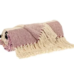 Blankets & Throws-Kirkland's Home Mauve Chunky Stitch Cotton Throw Purple