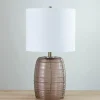 Table Lamps-Kirkland's Home Mauve Ribbed Glass Table Lamp White
