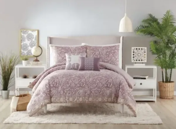 Comforters-Kirkland's Home Mauve Scorro 5-Pc. Queen Comforter Set Purple