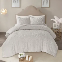 Comforters-Kirkland's Home Medallion California King 3-Pc. Comforter Set Gray