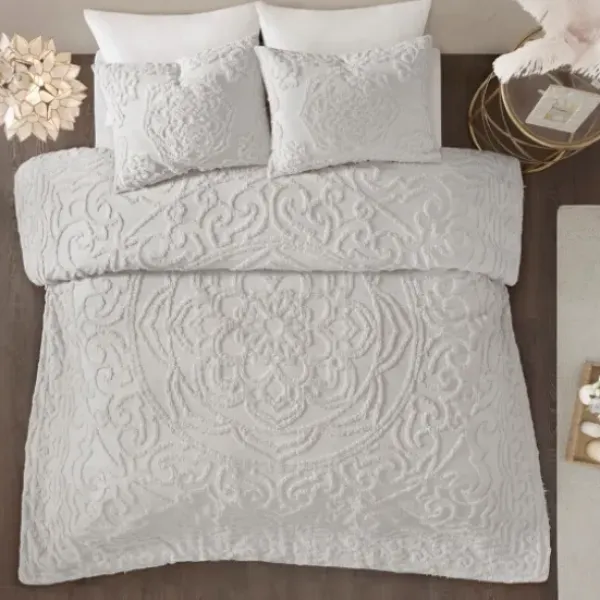 Comforters-Kirkland's Home Medallion California King 3-Pc. Comforter Set Gray