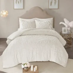 Comforters-Kirkland's Home Medallion California King 3-Pc. Comforter Set White
