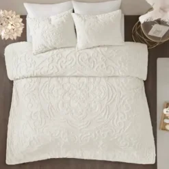 Comforters-Kirkland's Home Medallion California King 3-Pc. Comforter Set White
