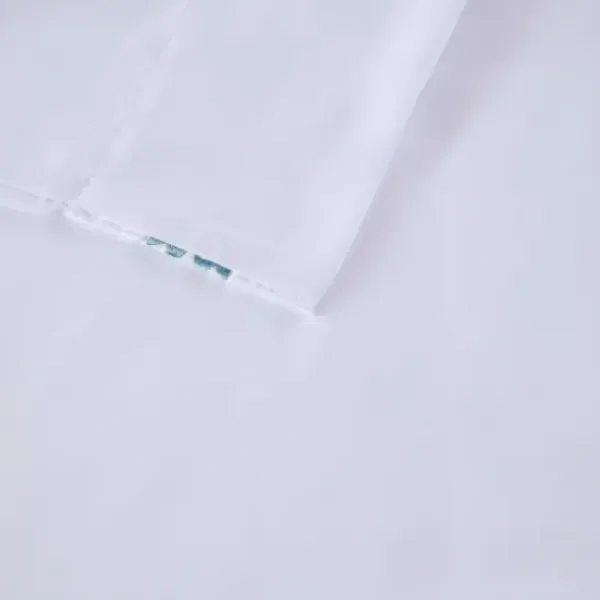 Bed Sheets-Kirkland's Home Medallion Hem Microfiber 4-Pc. Full Sheet Set White/Blue