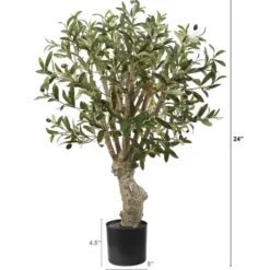 Trees & Topiaries-Kirkland's Home Mediterranean Olive Branch Tree In Black Pot