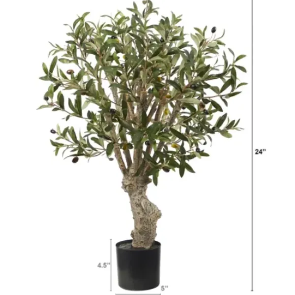Trees & Topiaries-Kirkland's Home Mediterranean Olive Branch Tree In Black Pot