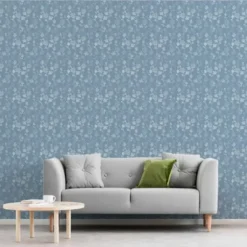 Wall Murals & Wall Decals-Kirkland's Home Medium Gray Florals Peel And Stick Wall Mural Blue