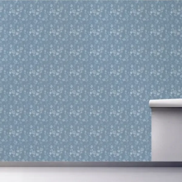Wall Murals & Wall Decals-Kirkland's Home Medium Gray Florals Peel And Stick Wall Mural Blue