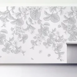 Wall Murals & Wall Decals-Kirkland's Home Medium Leaves Peel And Stick Wall Mural Black/White