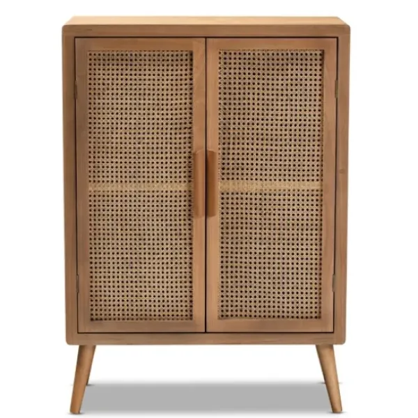 Cabinets & Sideboards-Kirkland's Home Medium Oak Rattan 2-Door Cabinet
