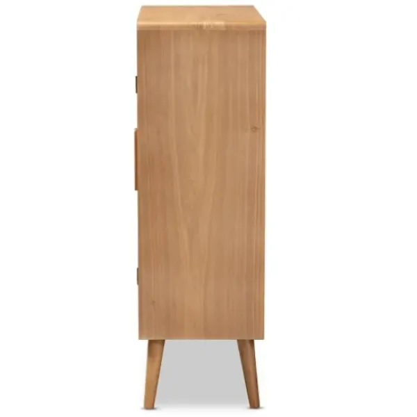 Cabinets & Sideboards-Kirkland's Home Medium Oak Rattan 2-Door Cabinet